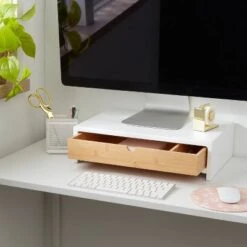 White Monitor Stand With Drawer - Brightroomâ„¢