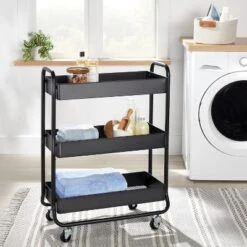 Wide Metal Utility Cart Black - Brightroomâ„¢