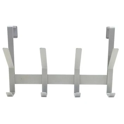 Heavy Duty Over The Door 4 Hooks Rail Matte Gray - Brightroom™ 1 Heavy Duty Over The Door 4 Hooks Rail Matte Gray - Brightroom™