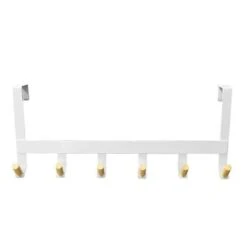 Mixed Material Over The Door 6 Hooks Rail Matte White - Brightroom™