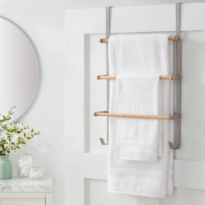 Over The Door Tiered Towel Rack With Wood - Brightroom™ 1 Over The Door Tiered Towel Rack With Wood - Brightroom™
