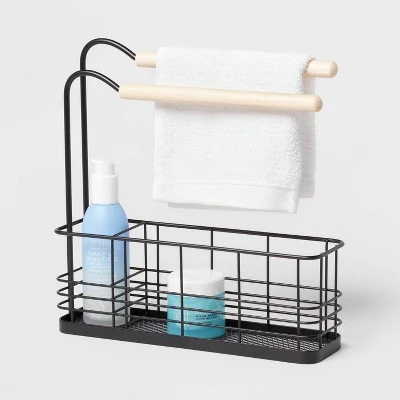 Wire Bath Caddy With Wood Hangbars Black - Brightroom™ 2 Wire Bath Caddy With Wood Hangbars Black - Brightroom™ - Image 2