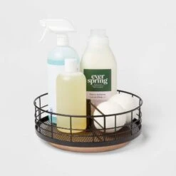 Divided Turntable Black Wire With Natural Wood - Brightroom™ -Brightroom GUEST aa83c3b1 19ba 41dd ba5d e1b86512a437