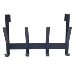 Heavy Duty Over The Door 4 Hooks Rail Matte Black - Brightroom™